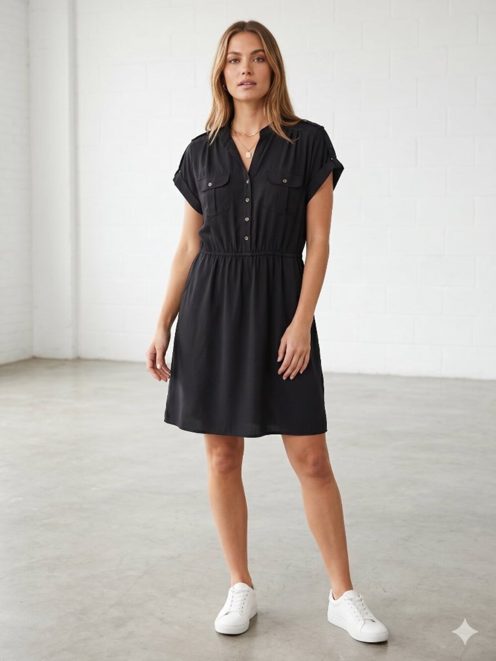 Speed Control Short Sleeve‎ Utility Shirt Dress